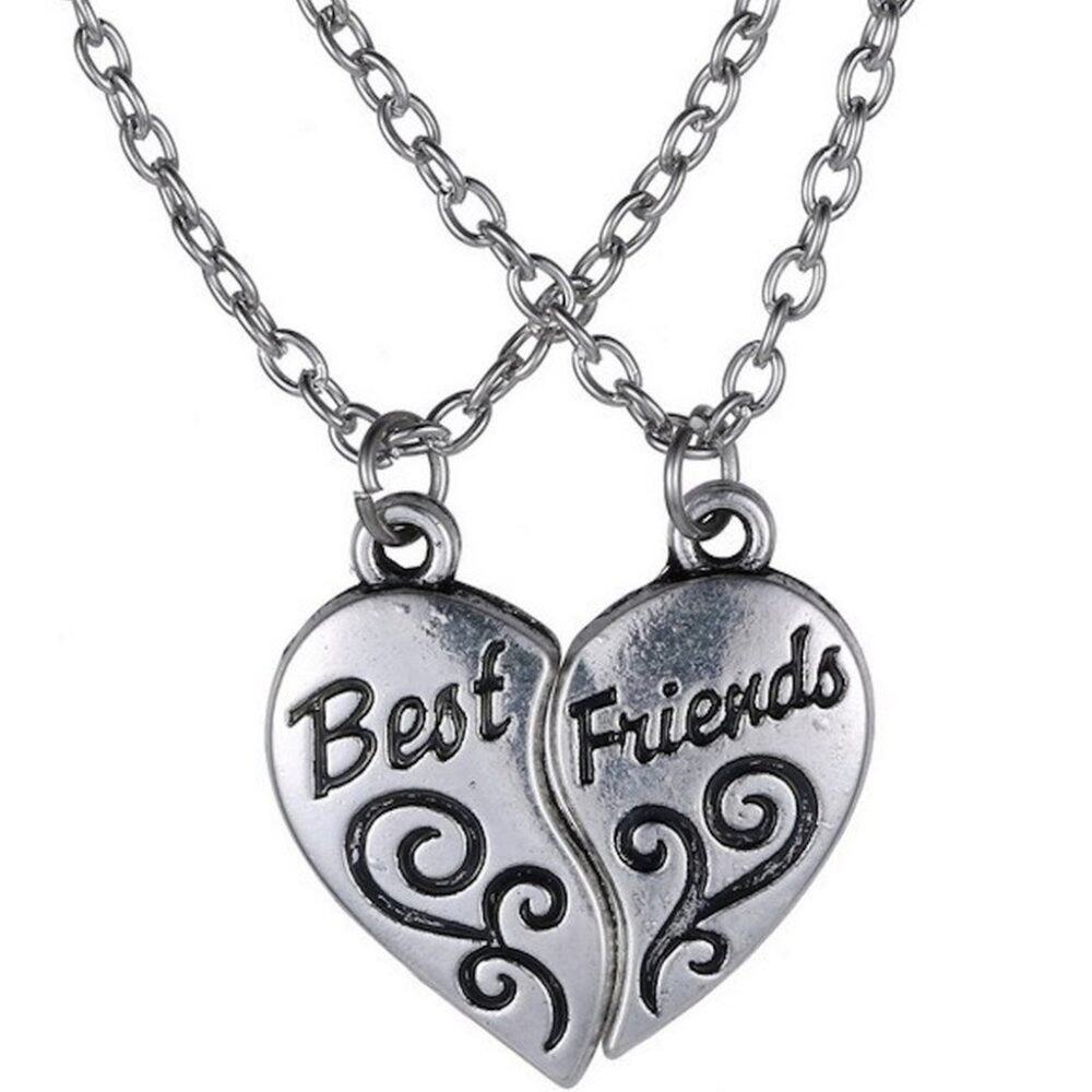 Wholesale Lot of 10 Sets, Silver Best Friend 2 Piece Heart Necklaces for resale - Picture 3 of 3